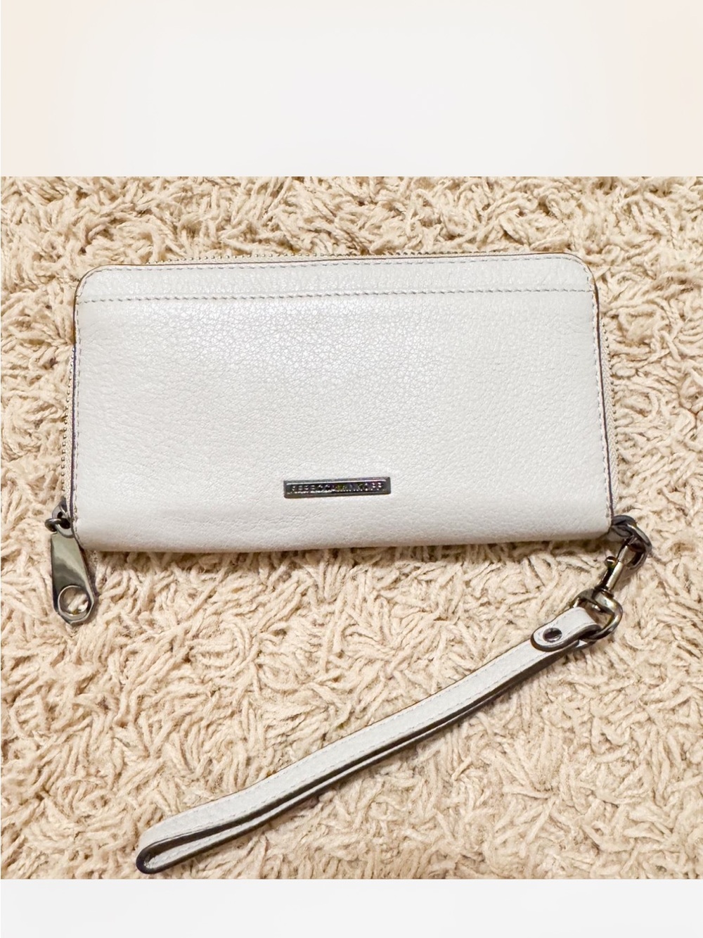 Rebecca Minkoff White Leather Zip Wristlet